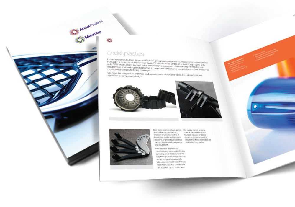 Cover And Inside Spread Of Andel Plastics Corporate Brochure Literature Design And Print Production